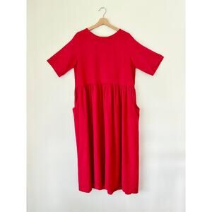 Faith Rowan Leeves Red Linen Luna Dress- Size Small, Handmade Slow Fashion $393